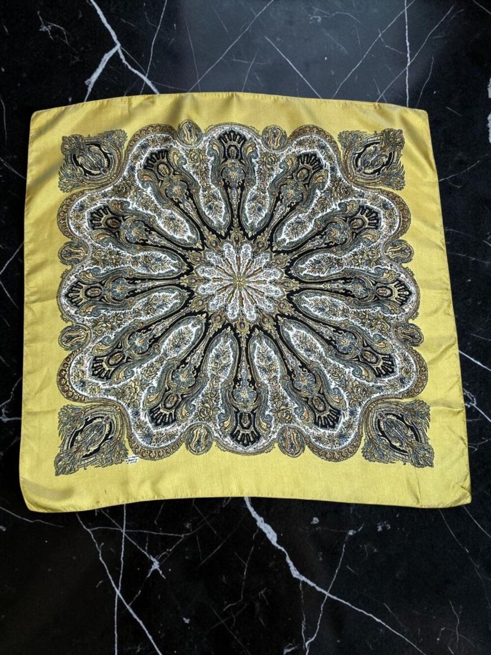 Liberty of London Scarf Vintage 100% Silk Gold Paisley 22” Square England